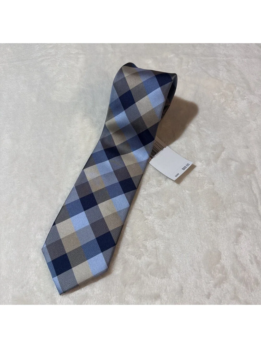 Tommy Hilfiger Men's Blue Buffalo Check Tartan Classic Silk Neck Tie 59 x 3” NWT